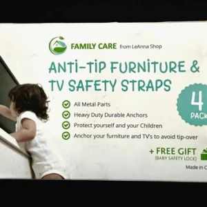 Family Care Child Kid Anti-Tip Furniture TV Safety Straps 4 Pack Baby Safety New